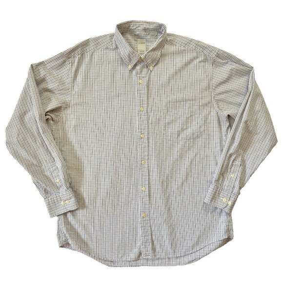 J. Crew Other - J Crew Button Front Shirt Mens Large Blue Black Plaid Cotton Long Sleeve Gingham